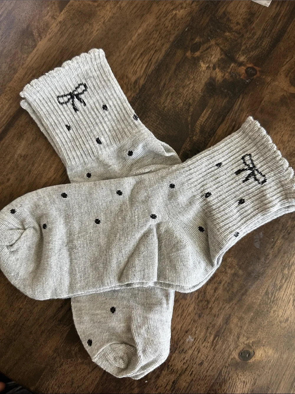 Adult Socks Bows & PolkaDots Gray Socks 2 Pair